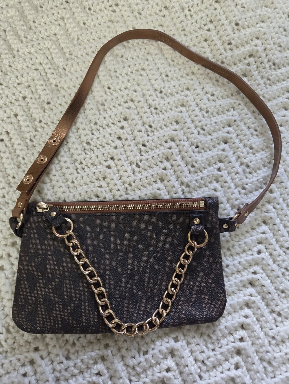 Michael Kors Signature Logo Chain-Strap Belt Bag/Fanny Pack